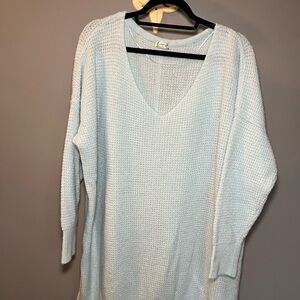Free People Powder Blue V-Neck Sweater (oversized)